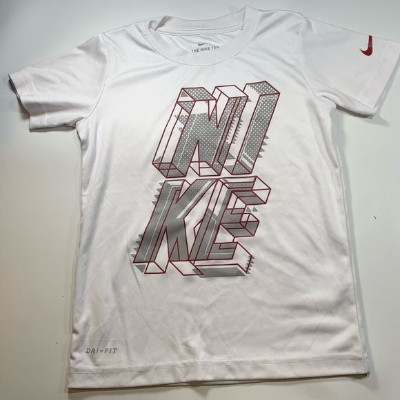 NIKE | Dry Fit White Red Graphic Boys Top XS/S - Picture 3 of 6